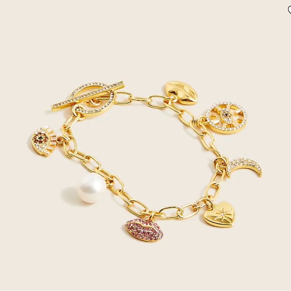 J. Crew Mixed Pave Charm Bracelet in Gold 🆕